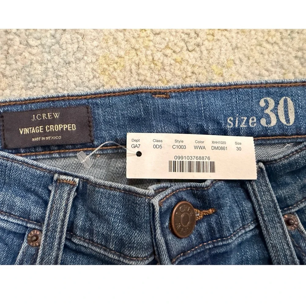 J Crew Vintage Cropped Denim Straight Leg Jeans Medium Wash Size 30 NWT Classic - Picture 5 of 13
